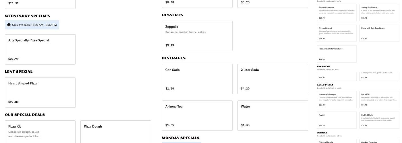 Vincenzo's Pizzeria of Levittown Menu