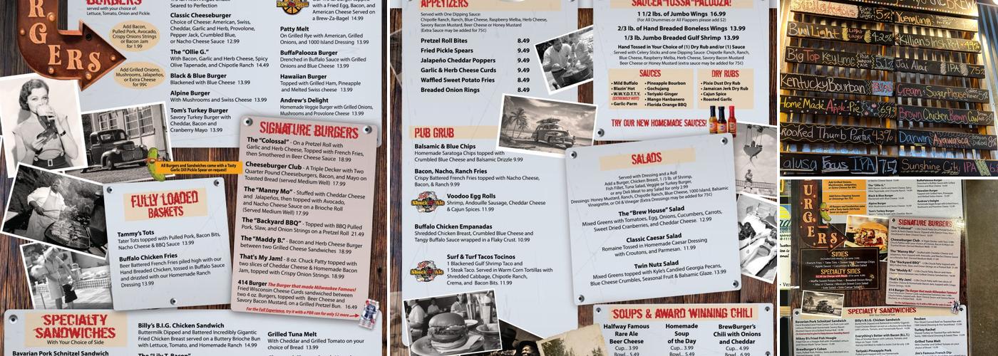 BrewBurgers Back Porch Menu