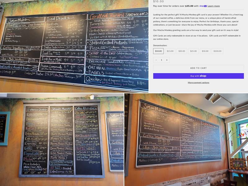 Mocha Monkey Menu