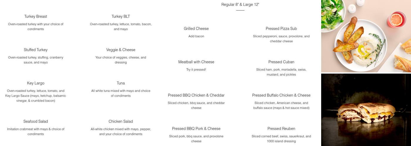 Key West Subs Menu