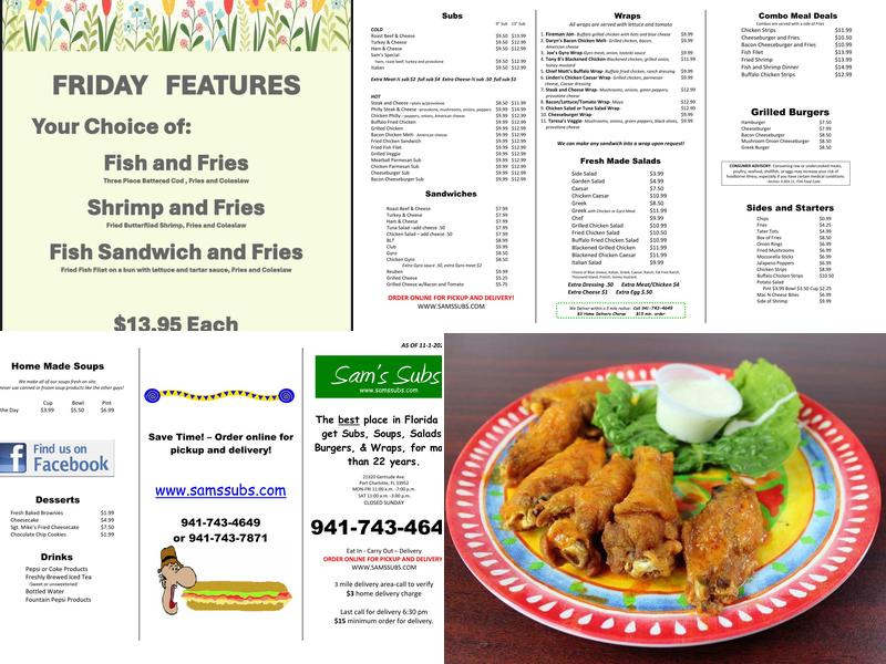Sam's Subs Menu