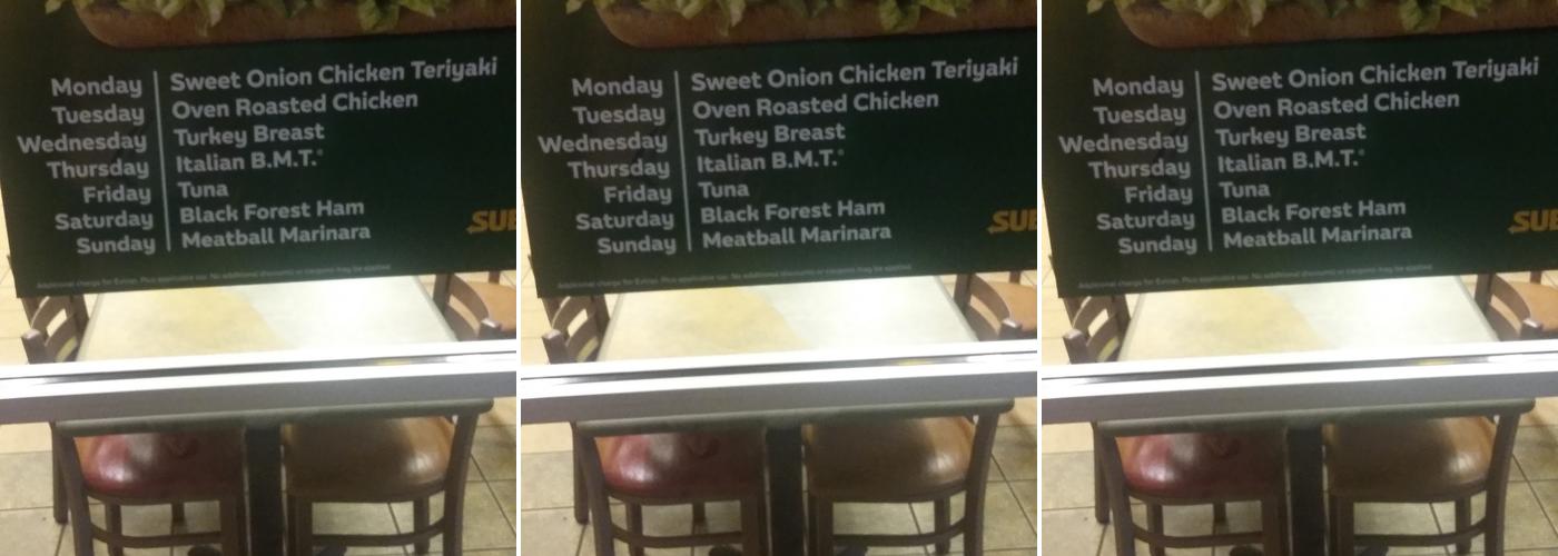 Subway Menu