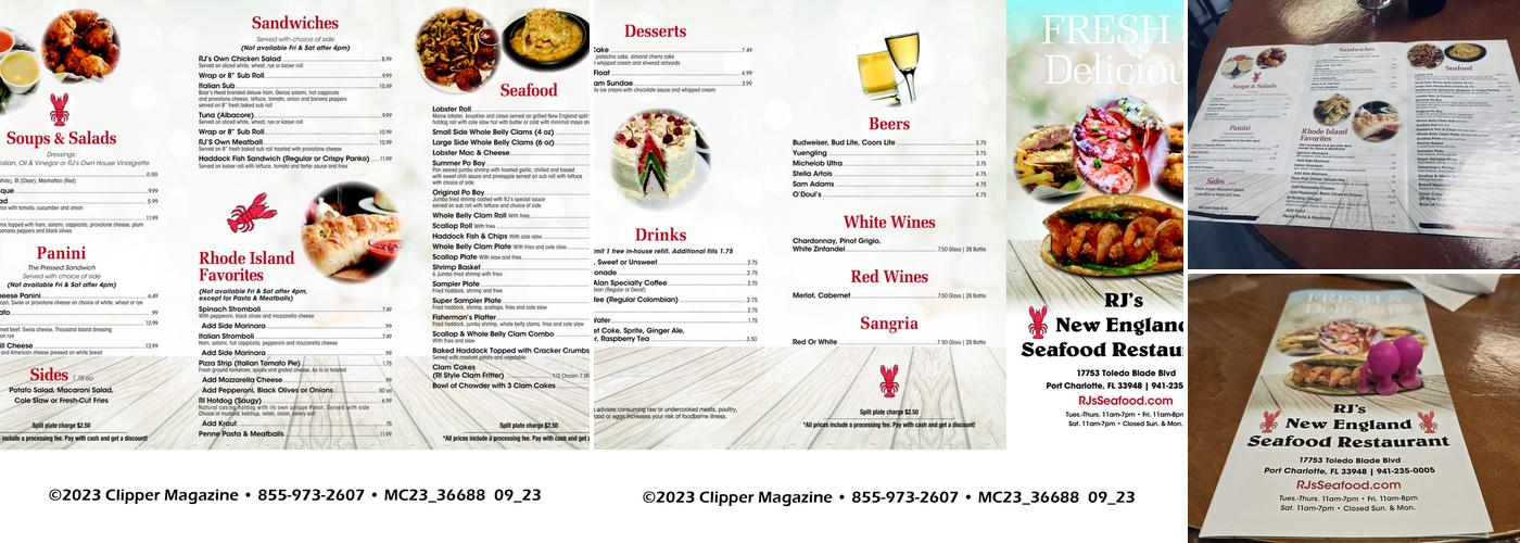 RJ's Cafe / New England Seafood Menu