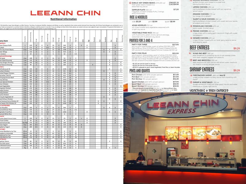Leeann Chin Menu