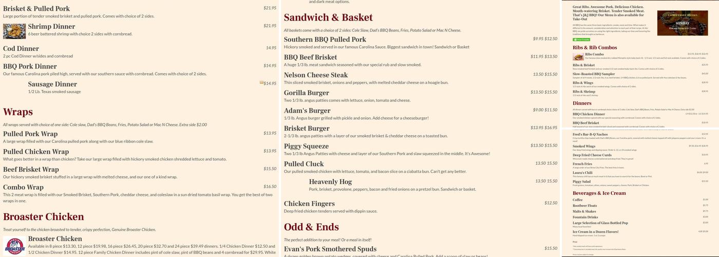 J & J BBQ & Catering Menu