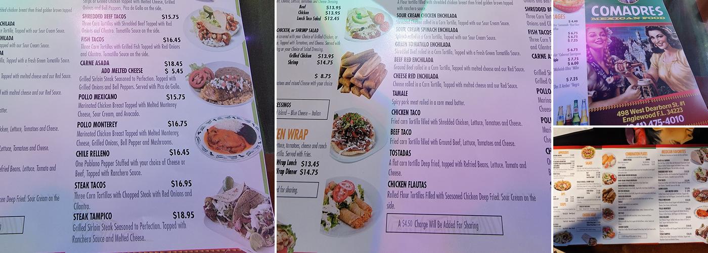 Comadres Menu