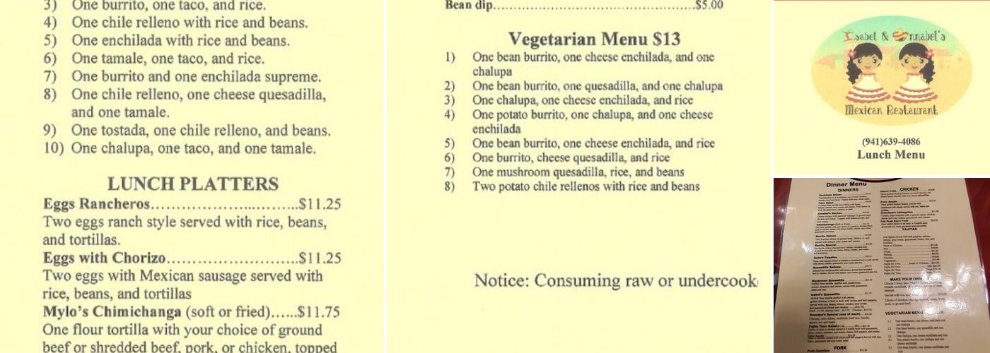 Isabel & Annabel's Mexican Restaurant Menu