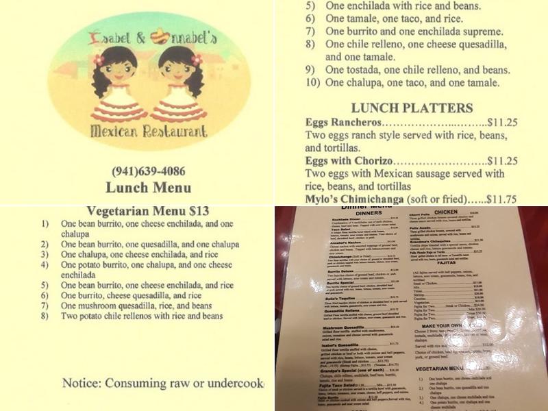Isabel & Annabel's Mexican Restaurant Menu