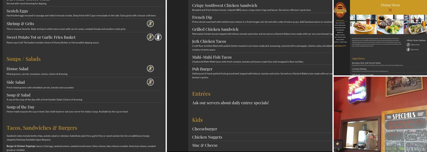 Reads Landing Brewing Company Menu