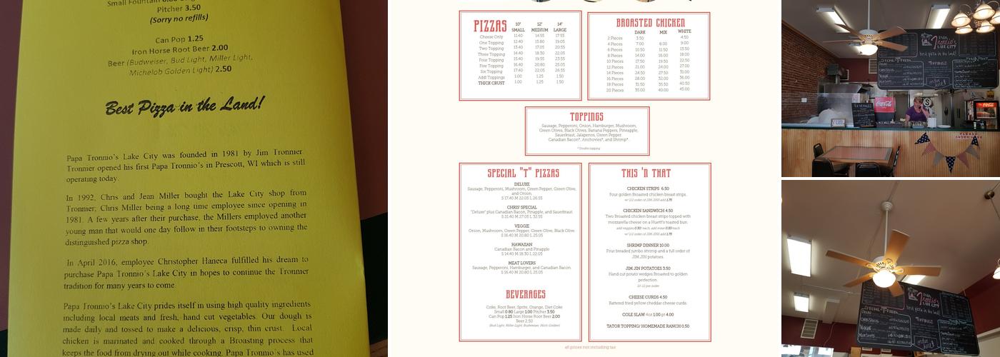 Papa Tronnio's Pizza Menu
