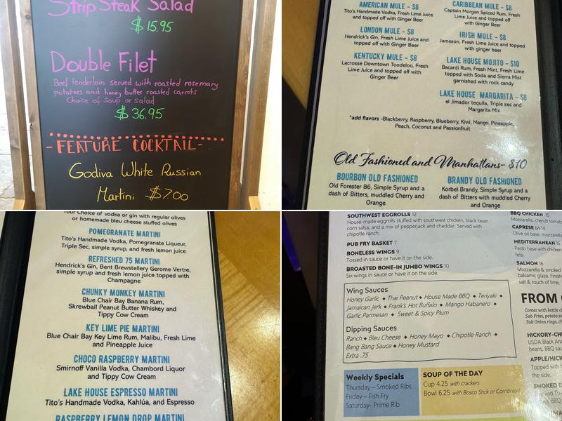 Lake House on Pepin Menu