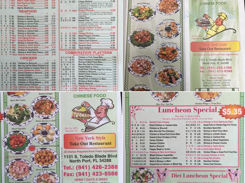 China Chef Menu