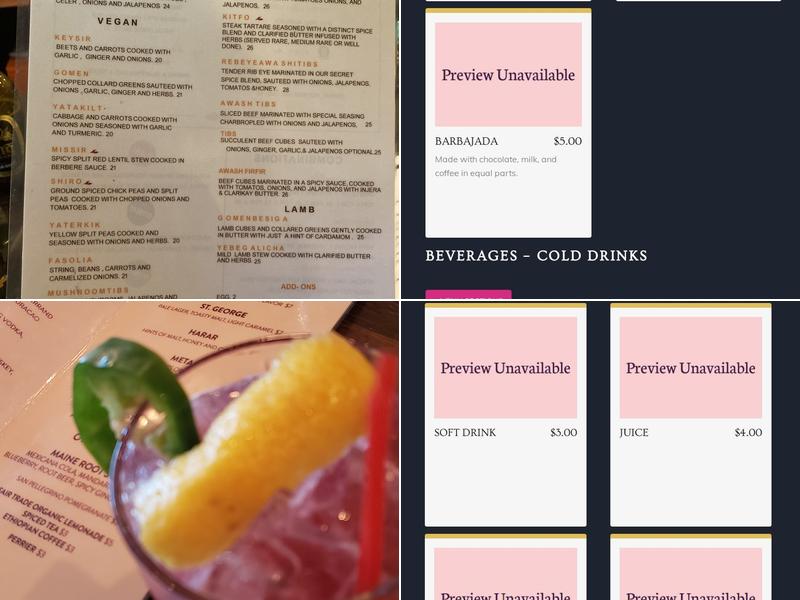 Awash Menu