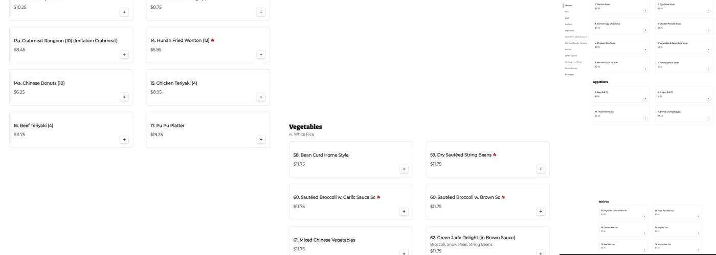 Canton Chinese Restaurant Menu