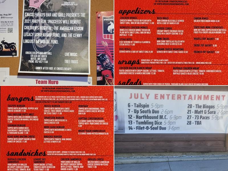 Knucklehead's Bar and Grill Menu