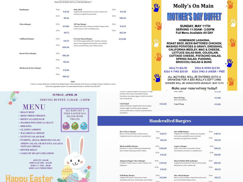 Molly's On Main Menu