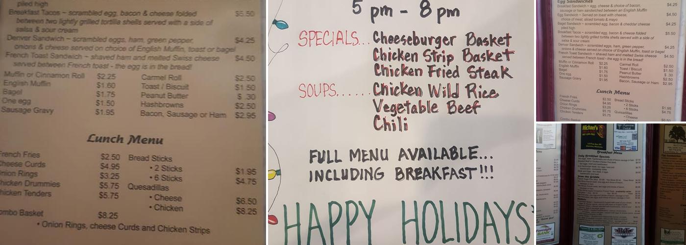 Ma's Cafe Menu
