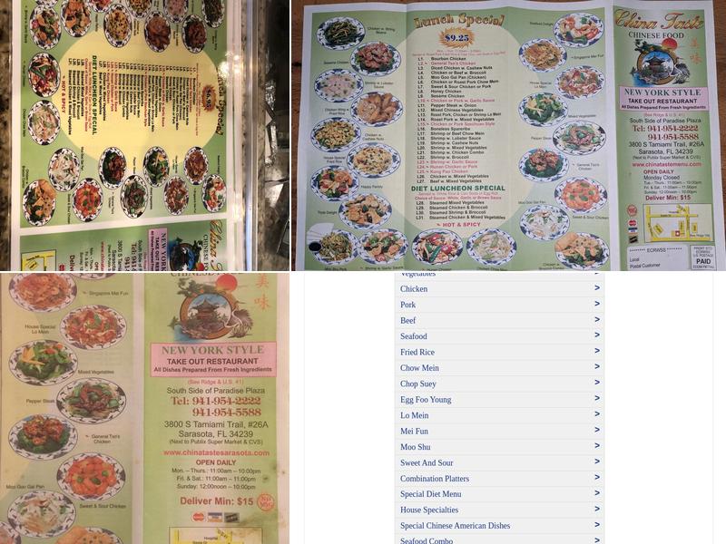 China Taste Menu