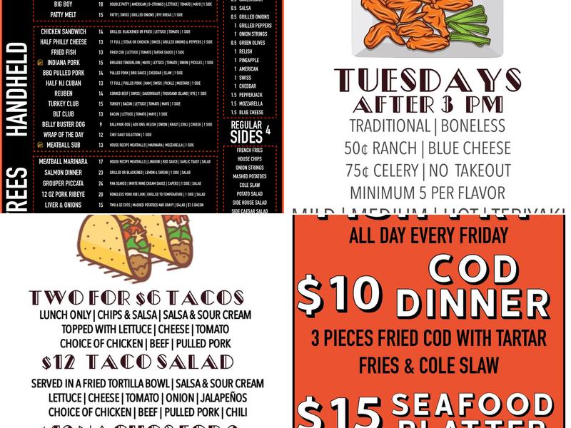 Norma Jean’s Sports Bar & Grill Room Menu