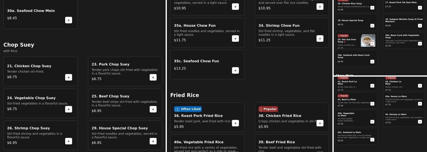 Po-Sing Kitchen Menu