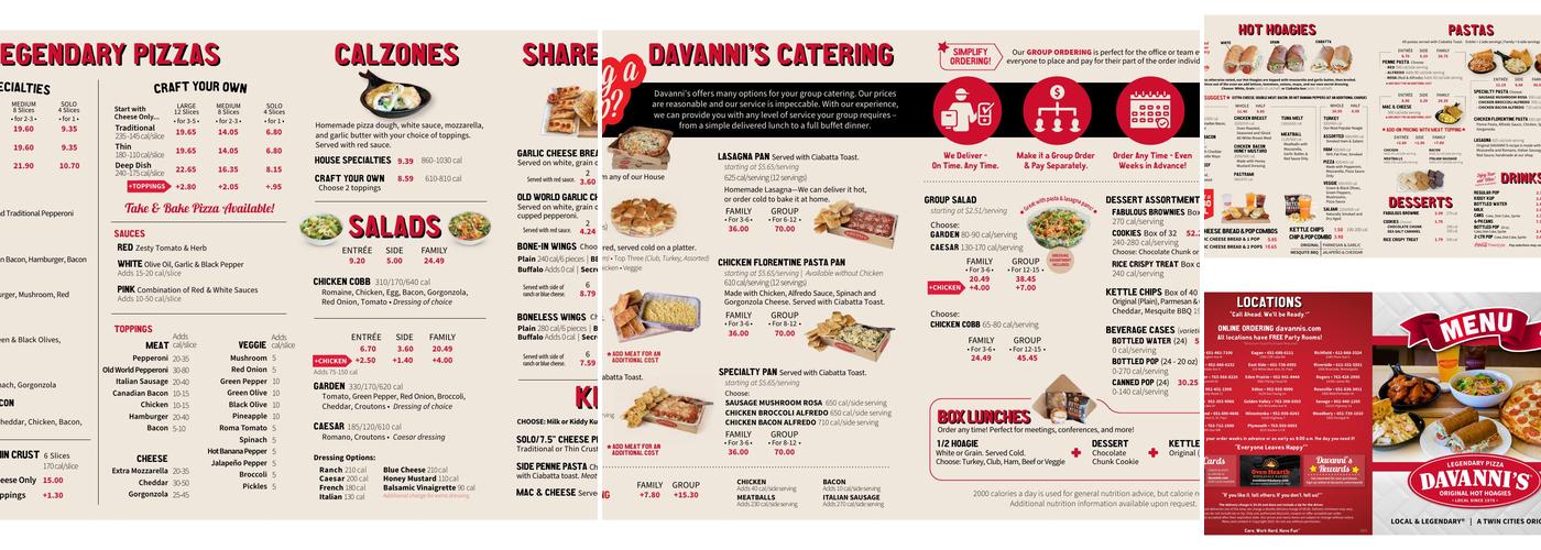 Davanni's Pizza and Hot Hoagies Menu