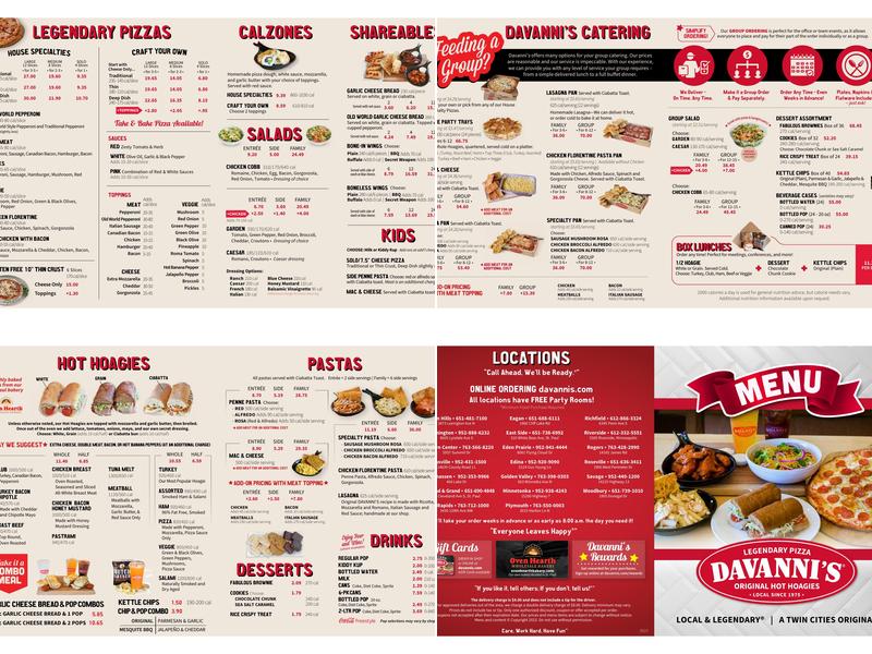 Davanni's Pizza and Hot Hoagies Menu