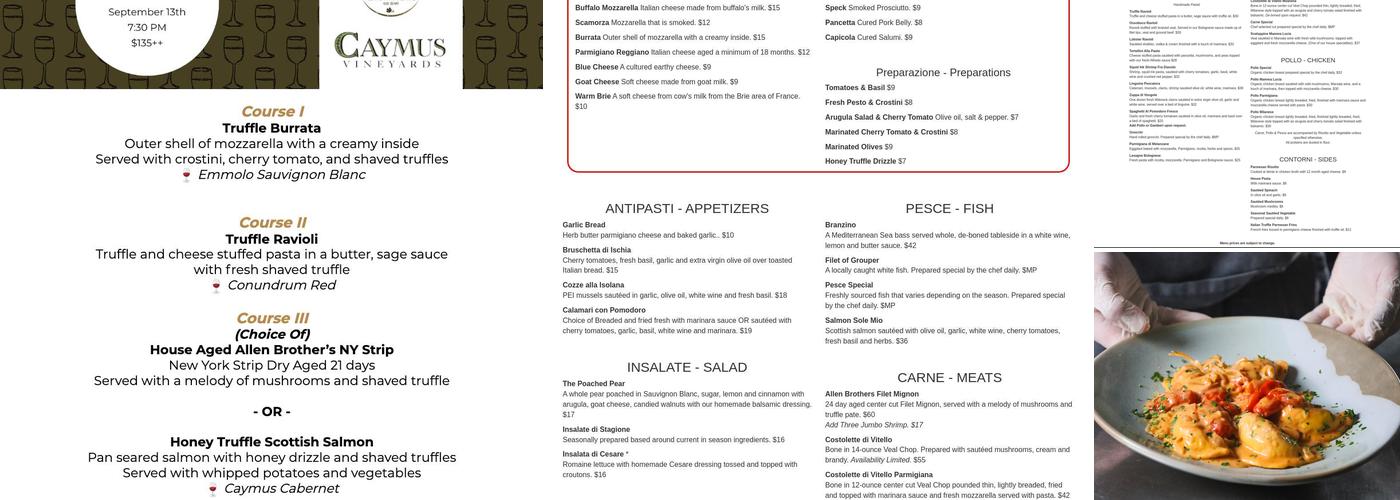 Cafe Gabbiano Menu