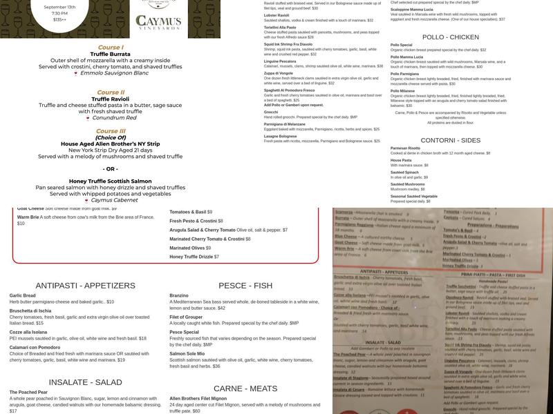 Cafe Gabbiano Menu