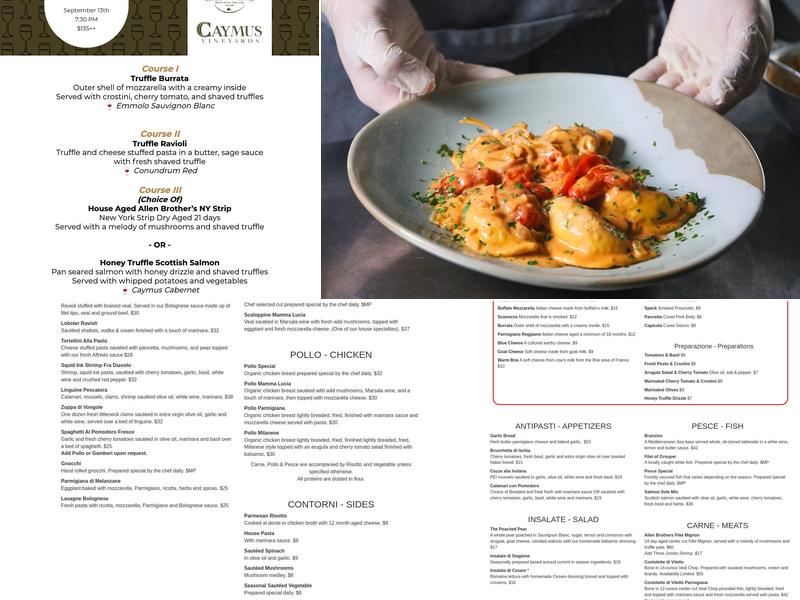 Cafe Gabbiano Menu