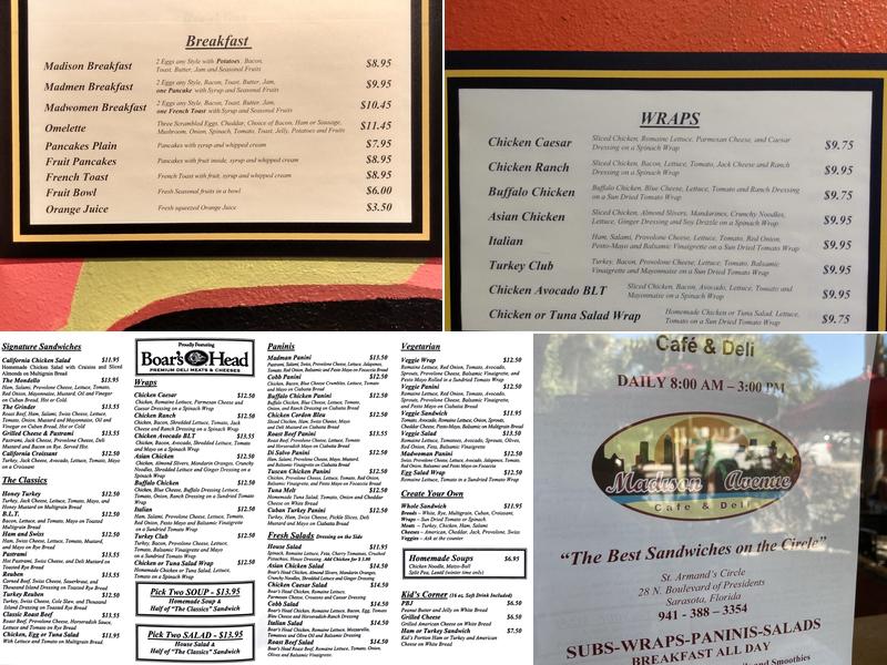 Madison Avenue Cafe and Deli Menu