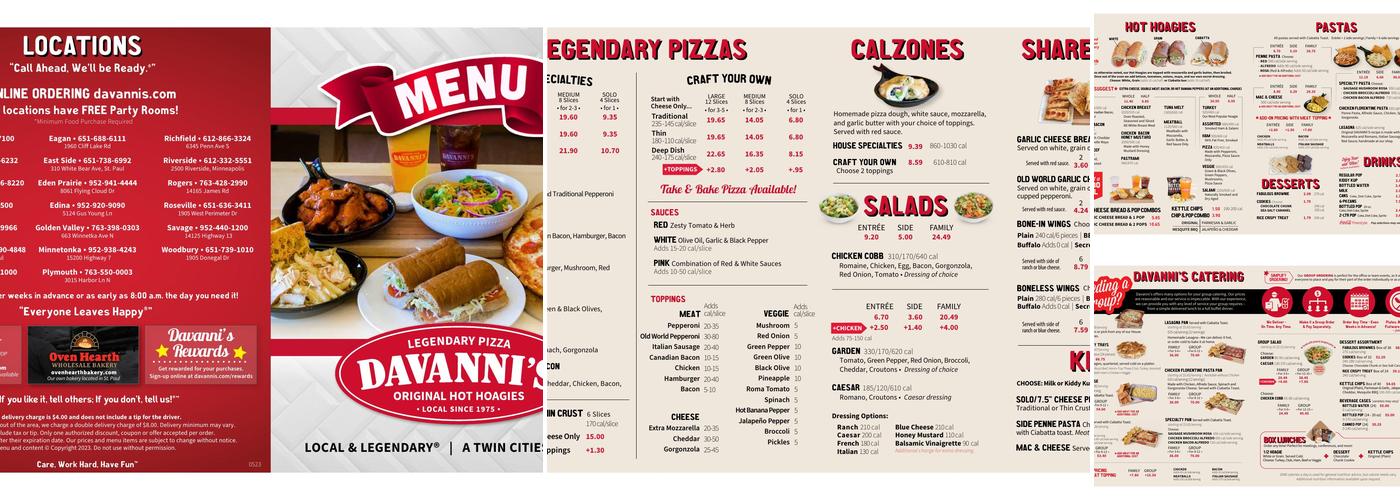 Davanni's Pizza & Hot Hoagies Menu