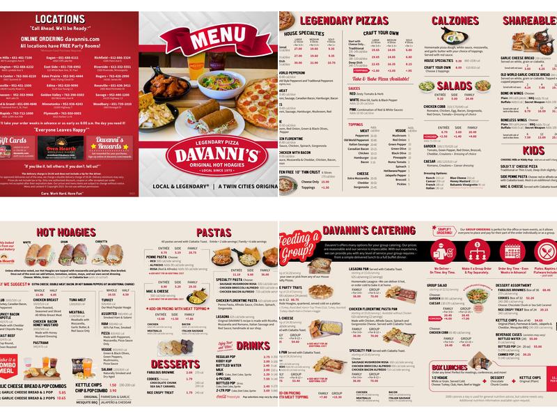 Davanni's Pizza & Hot Hoagies Menu