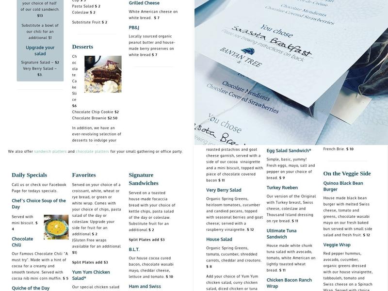 Banyan Tree Chocolate & Cafe Menu