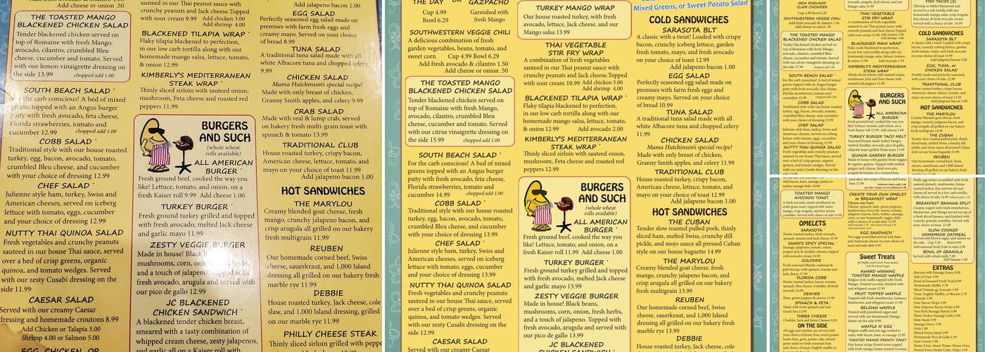 Toasted Mango Cafe Menu