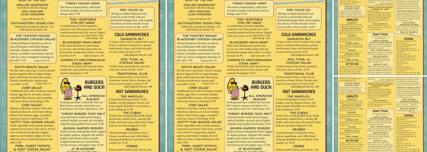 Toasted Mango Cafe Menu