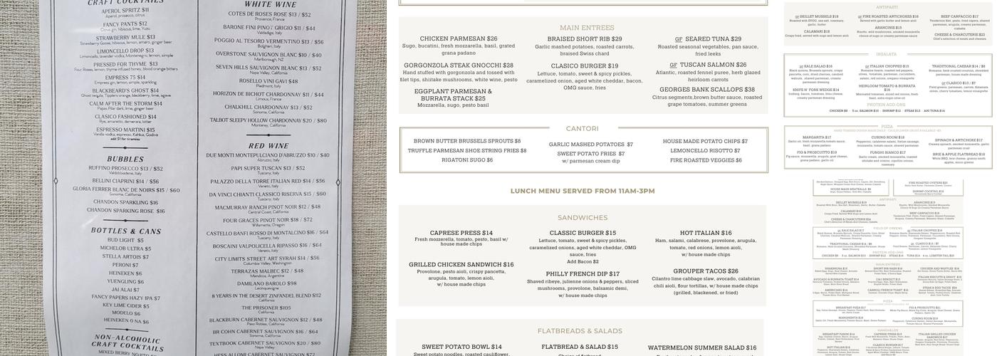 Clasico Italian Chophouse Menu