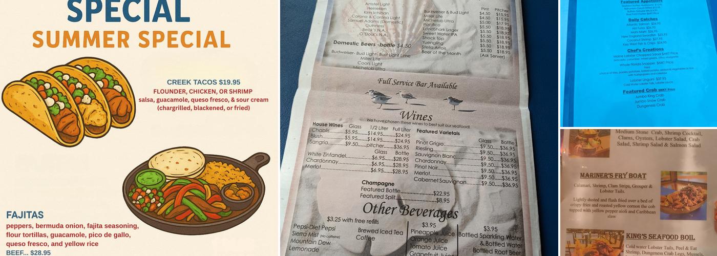 Phillippi Creek Oyster Bar Menu