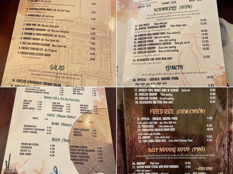 Pho 101 NOODLE HOUSE Menu