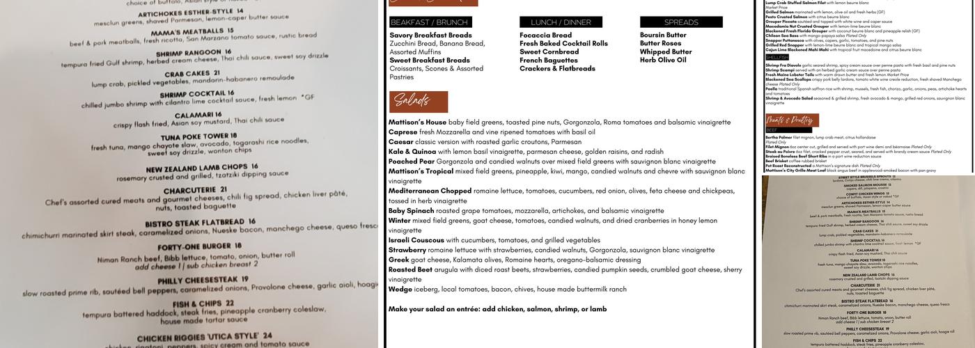 Mattison's Forty-One Menu