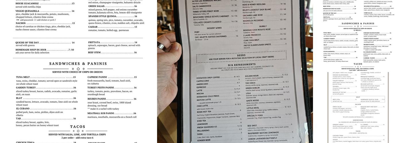 318 Cafe Menu