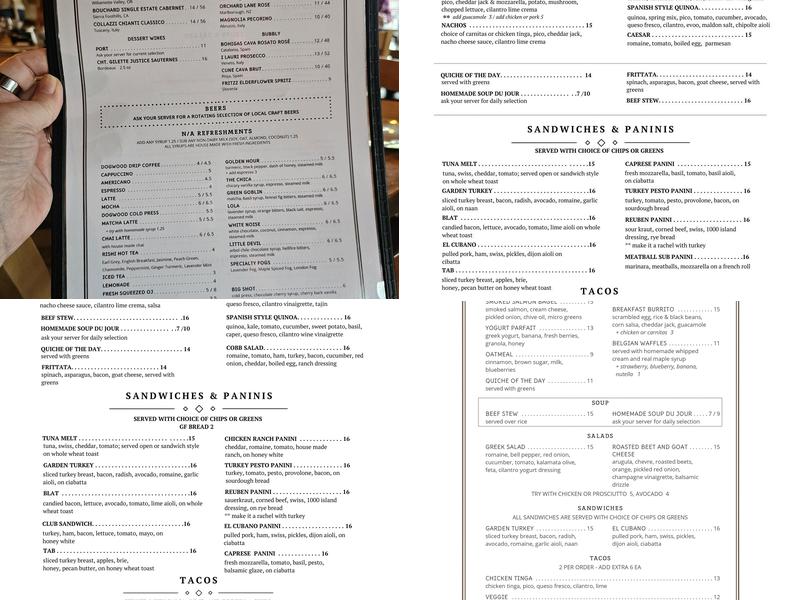 318 Cafe Menu