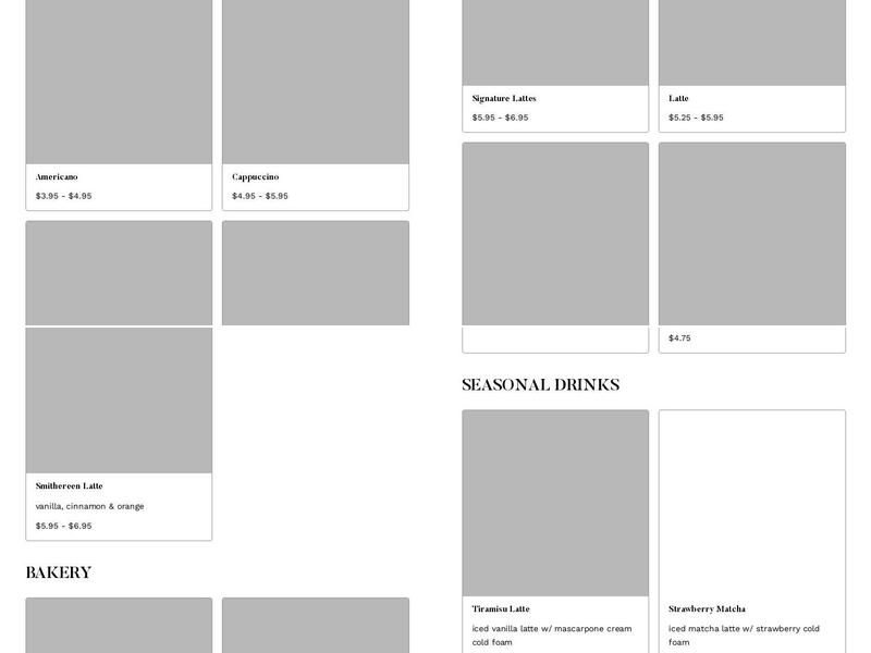 Smith Coffee & Cafe Menu