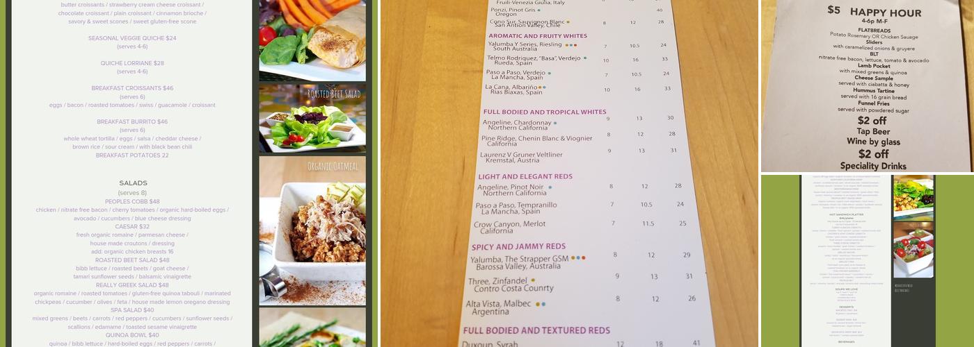 Peoples Organic Coffee & Wine Cafe Menu