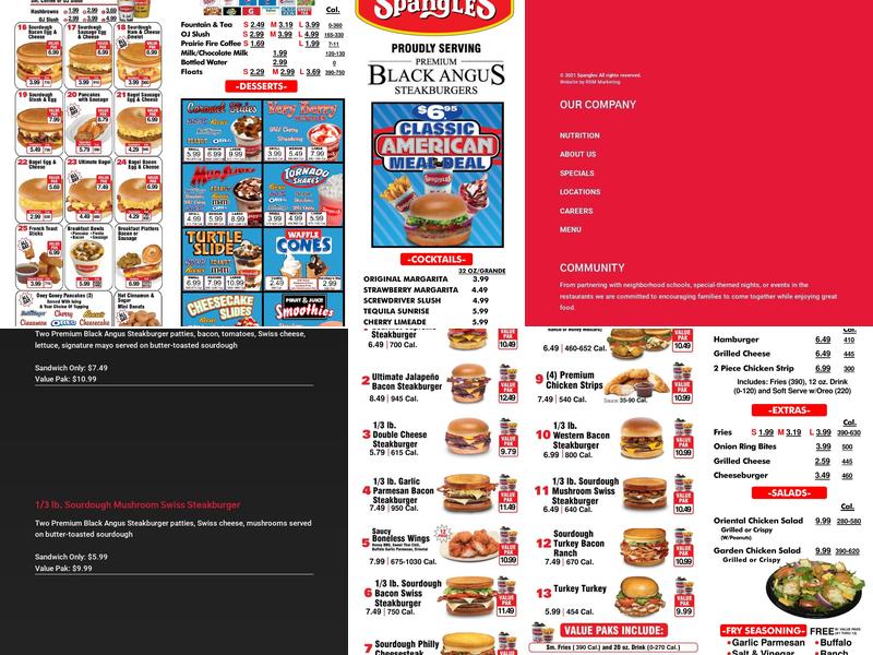 Spangles Menu