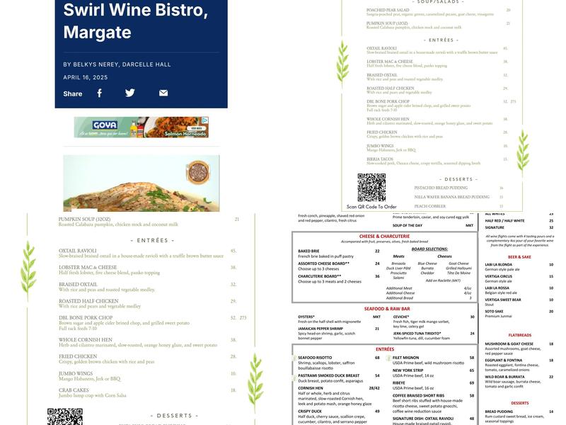 Swirl Wine Bistro Menu