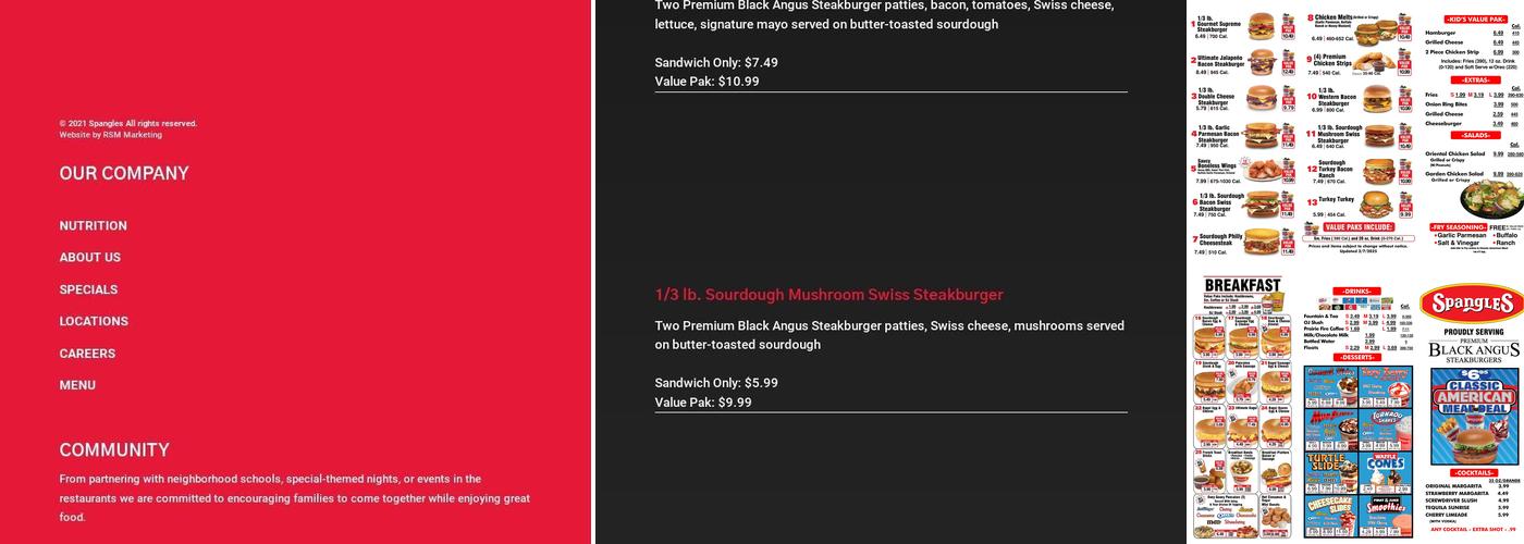 Spangles Menu