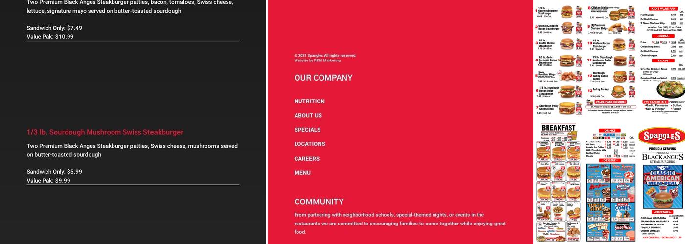 Spangles Menu