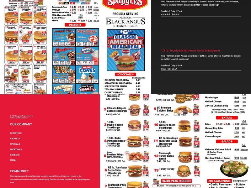 Spangles Menu