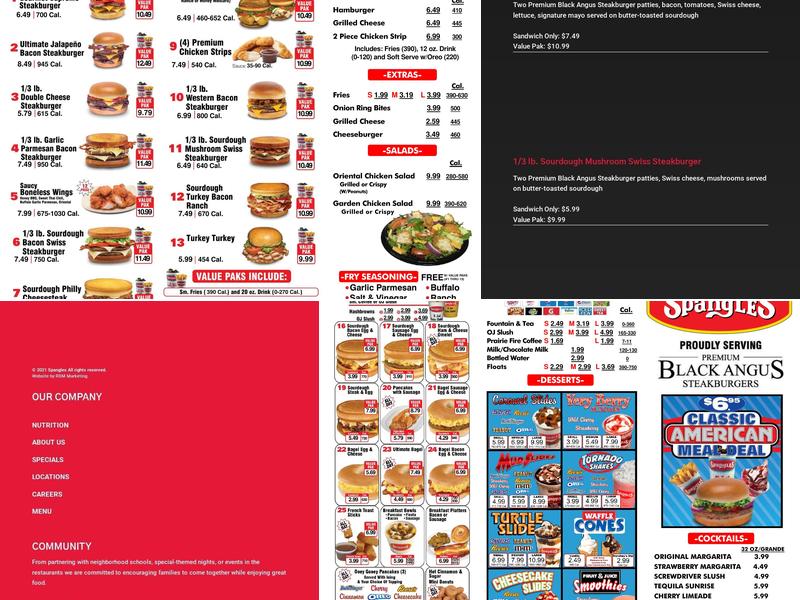 Spangles Menu