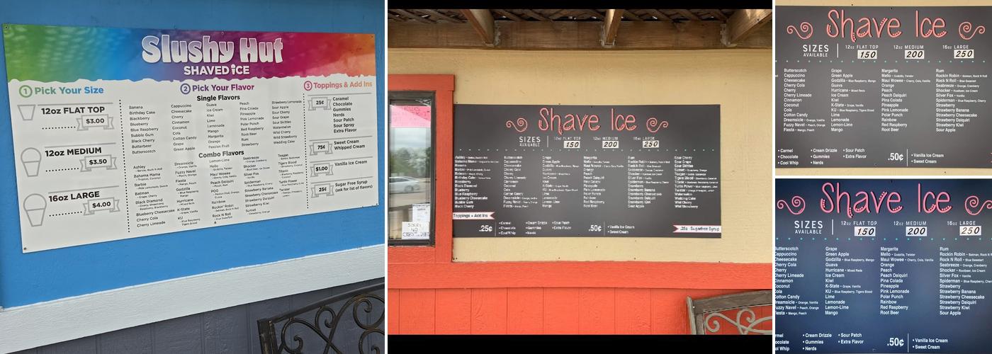 Slush Hut Menu